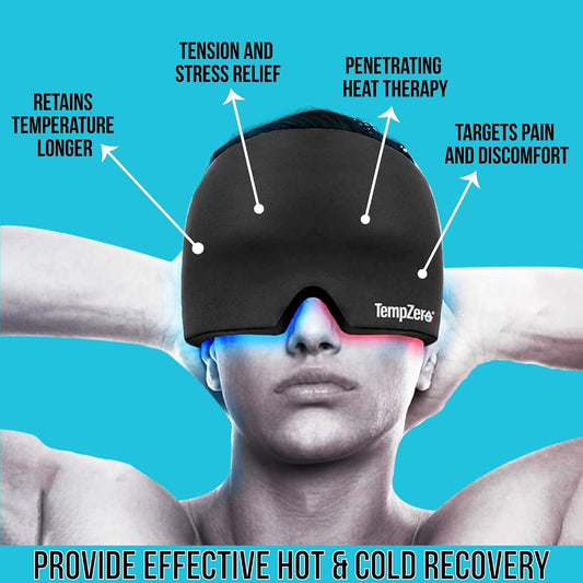 TEMP ZERO Gel Cooling Sleep Eye Mask - Warm Eye Compresses for Dry Eyes, Cooling Eye Masks for Puffy Eyes, Effective Hot & Cold Recovery, Retains Temperature Longer, Tension & Stress Relief