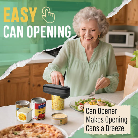 One Touch Battery Operated Electric Can Opener with Smooth Edge | Hands Free Automatic Can Opener for Seniors, Arthritis and Weak Hands, Food-Safe, Easy to Store