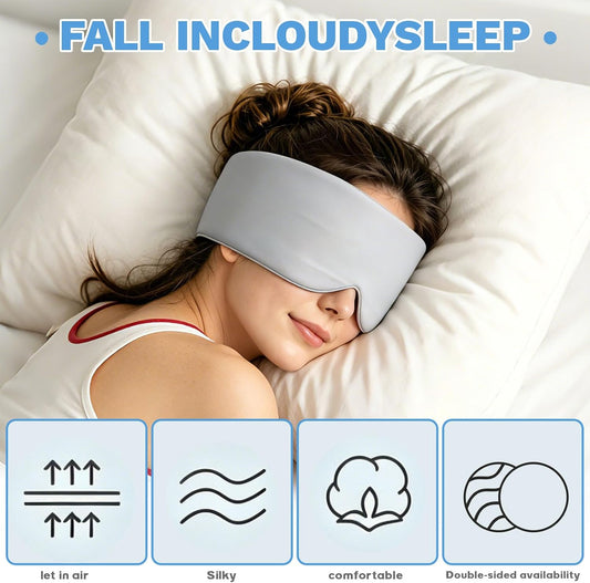 IEKEODI Sleep Mask for Women Men, Blackout Eye Mask for Sleeping | Silent Adjustable Side-Sleeper Strap, Reversible Cooling&Cotton Design, Lightweight Hypoallergenic Eye Cover for Travel, Naps