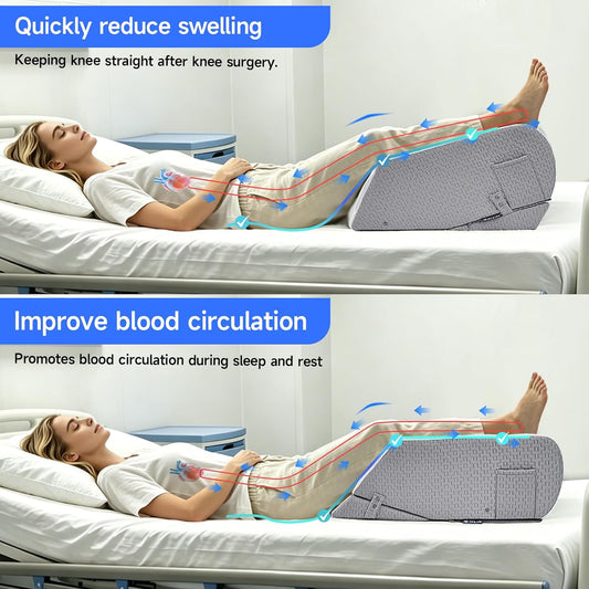 Leg Elevation Pillow for After Surgery, Adjustable 4 Heights & 2 Slopes, Knee Replacement Aid for Hip, Ankle, Knee & Leg Swelling & Pain Relief, Improves Blood Circulation – Single Leg, Patent Pending