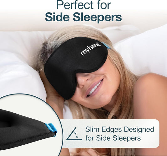 MyHalos® Sleep Mask for Men and Women, 3D Blackout Eye Masks for Sleep | Sleeping Mask, Blindfold, Zero Pressure, Breathable, Side Sleepers & Eyelash Friendly, Night & Travel Eye Mask (Grey)