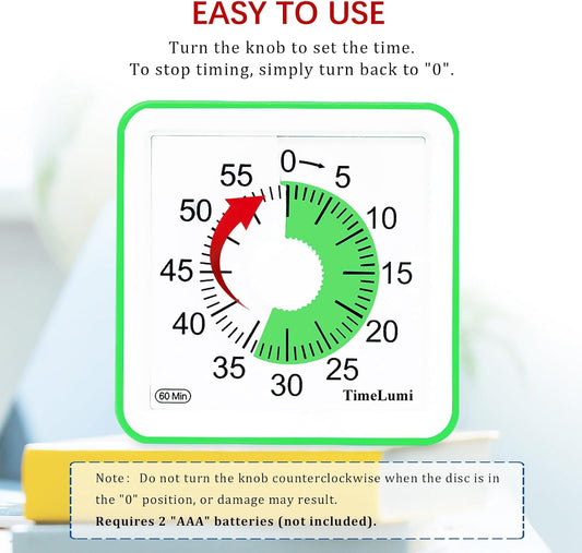 60-Minute Visual Timer for Kids, Management Classroom Timer, Green