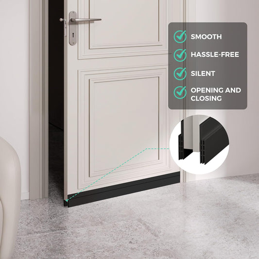 Hojoy Under Door Draft Stopper, Door Weather Stripping Door Seal, 2 Pack | Cuttable strong adhesive silicone door draft stopper for blocking air loss, noise, dust and bug with installation tips