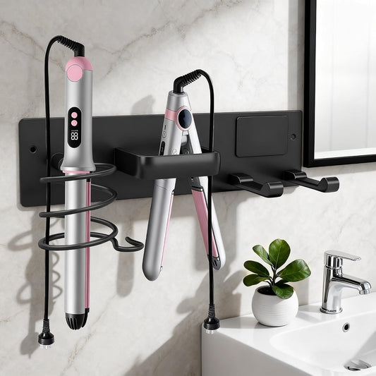 Hair Dryer Holder Hair Tool Organizer Metal Wall Mount (Gold) | Heat Resistant Hair Tool Organizer, Metal Wall Mount Storage, Bathroom Counter Space Saver, Blow Dryer Holder
