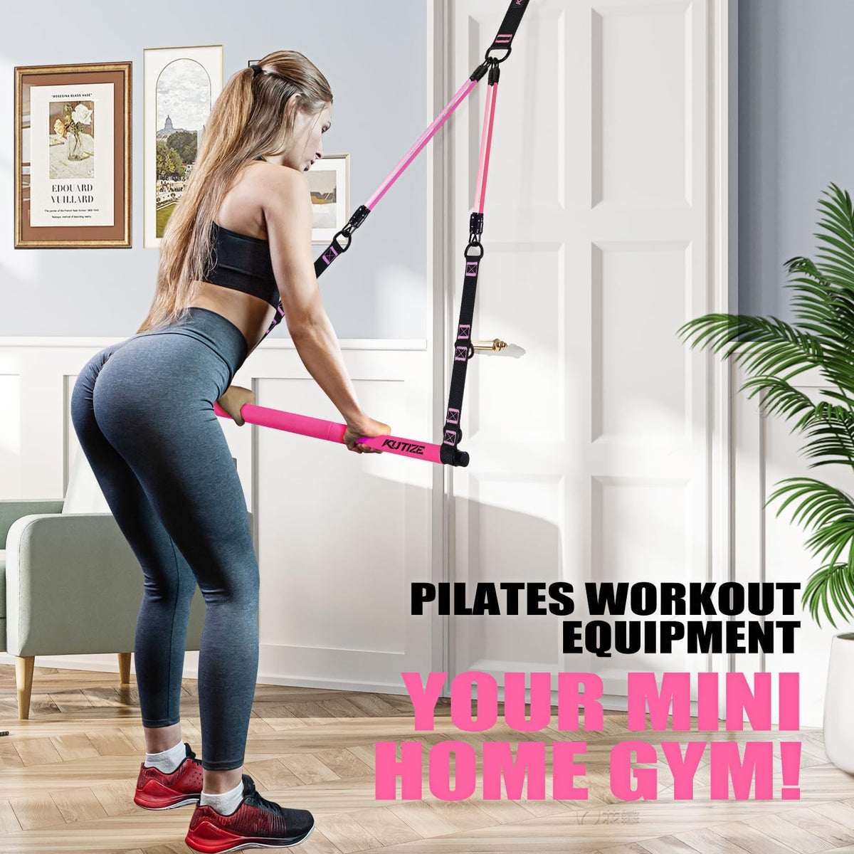 KUTIZE Pilates Bar Kit with Resistance Bands, Pilates Equipment, Multifunctional Pilates Bar for Women & Men, Pilates kit for Hip, Back, Arm, Full-Body Workouts, Home Gym Strength Training Equipment