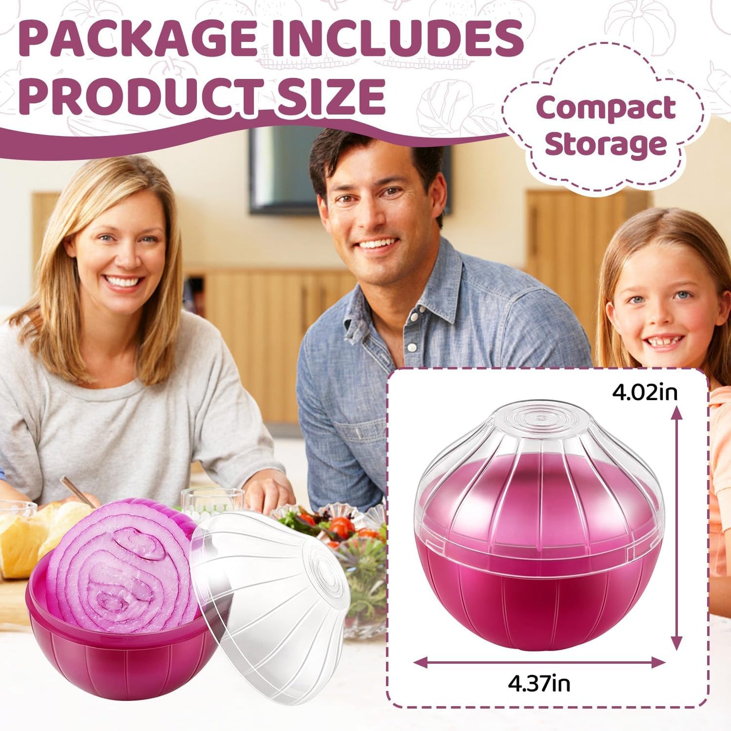 Reusable Onion & Tomato Storage Containers, Freshness Saver Keepers with Transparent Rotating Lid, Fridge Organizer for Fruit Vegetables, BPA-Free, Dishwasher Safe