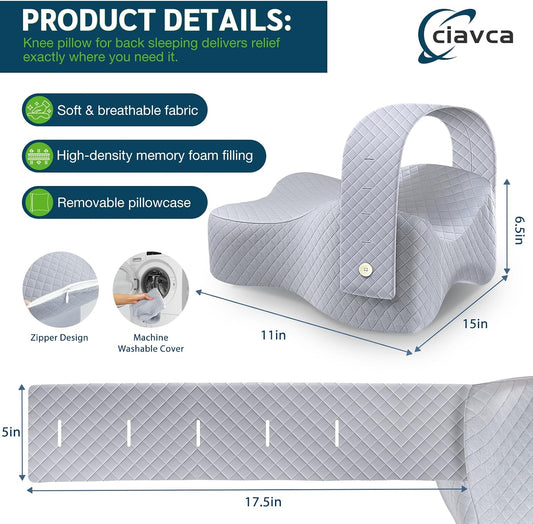 Knee Pillow for Side Sleepers Hip Pain Relief,Leg Pillow for Side Sleeping w/ Adjustable Strap,Sciatica Back Pain Relief,Pillow for Between Knees|leg While Sleeping,Knee Pillow Support Spine Alignment