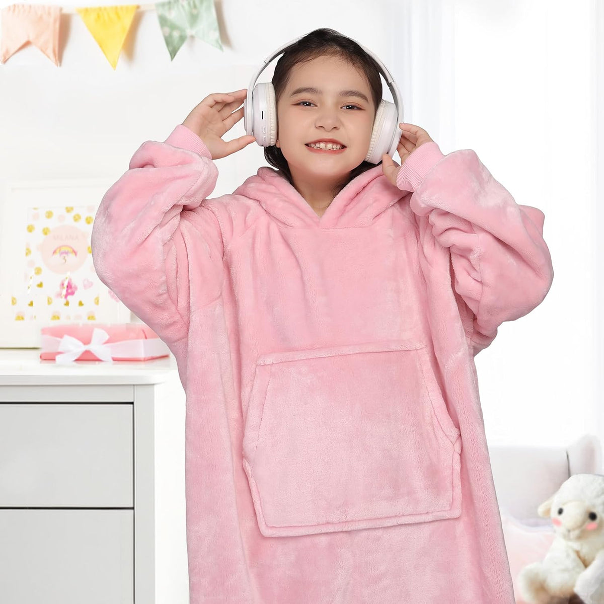 Waitu Wearable Blanket Sweatshirt Gifts for Women and Men, Warm and Cozy Giant Blanket Hoodie, Thick Flannel Blanket with Sleeves and Giant Pocket - Dark Gray