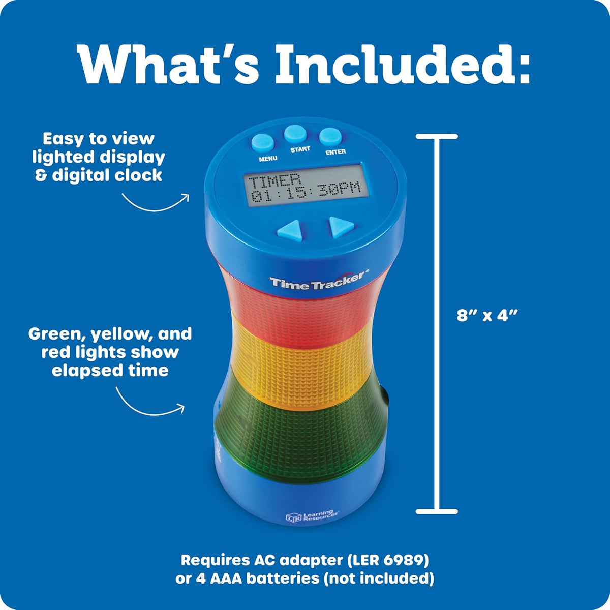 Learning Resources Time Tracker Visual Timer & Clock - 1 Piece, Classroom Tracker, Alarm Clock, Light Up Timer for Classroom, Visual Tracker
