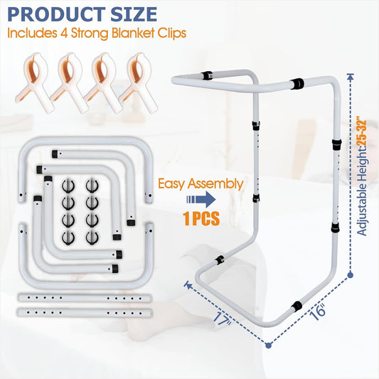 Blanket Lifter 4 Clips for Feet and Legs, Adjustable Blanket Support Frame Relieves Pressure on Feet & Toes, Ideal for Neuropathy, Post-Surgery, Arthritis