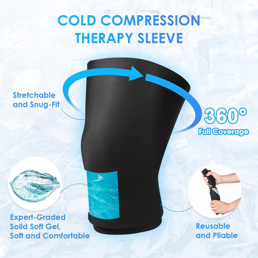 ComfiTECH Reusable Knee Ice Pack Wrap, Flexible Cold Gel Pack Sleeve, M | Ice Gel Sleeve for Knee, Calf and Hamstring, Cold Compression for Soothing Meniscus Tear, Muscle Discomfort & Sports Recovery