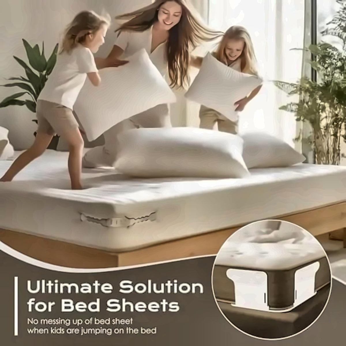 4PCS Adjustable Bed Sheet Straps - Heavy Duty Mattress Sheet Holders with Strong Clips, Non-Slip Elastic Sheet Grippers for All Bed Sizes
