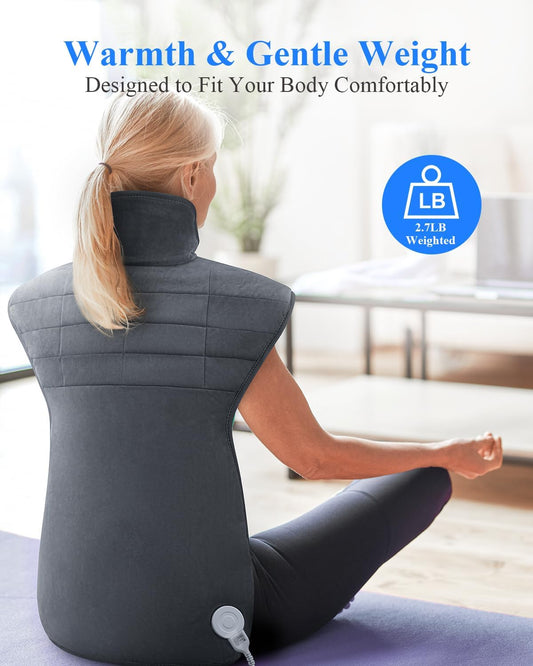 Heating Pad for Neck Shoulders and Back, 2.7lb Weighted Electric Heat Pad 6 Heat Levels 4 Auto Timers, 22"x37" Large Heated Pad for Full Body Relax, ETL Certified, Birthday Gifts for Women Men Mom Dad