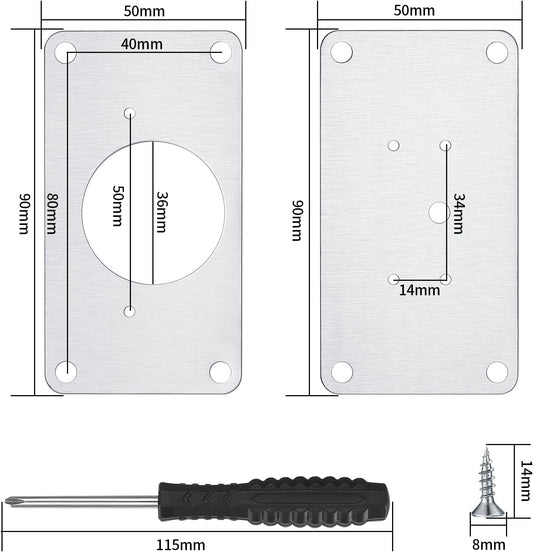 16 Pcs Cabinet Hinges Repair Plates, Cabinet Doors Hinge Repair Kit | cabinet hinge repair plate kit,Stainless Steel Furniture Cabinet Drawer Window Repair Plates with Screwdriver