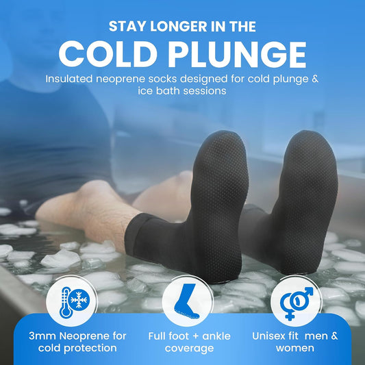 Cold Plunge Socks for Ice Bath Recovery – 3mm Neoprene Thermal Booties, Non-Slip Water Socks for Ice Bath