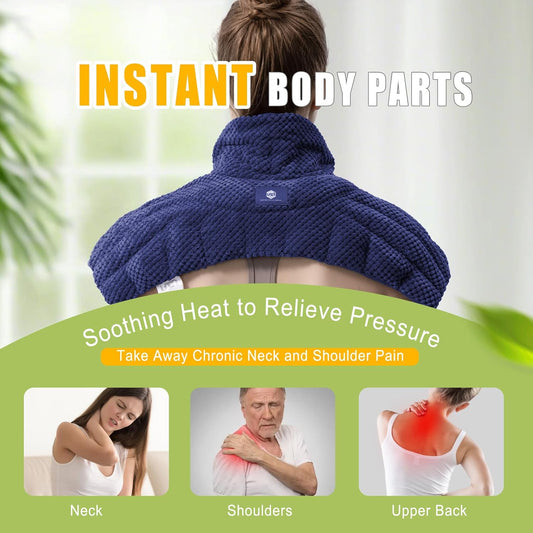 Large Microwave Heating Pad for Neck Shouders and Back Wearable Neck Warmer Microwavable Heated Wrap for Pain Relief with Moist Heat, Recovery Christmas Birthday Gifts 3.1LBS
