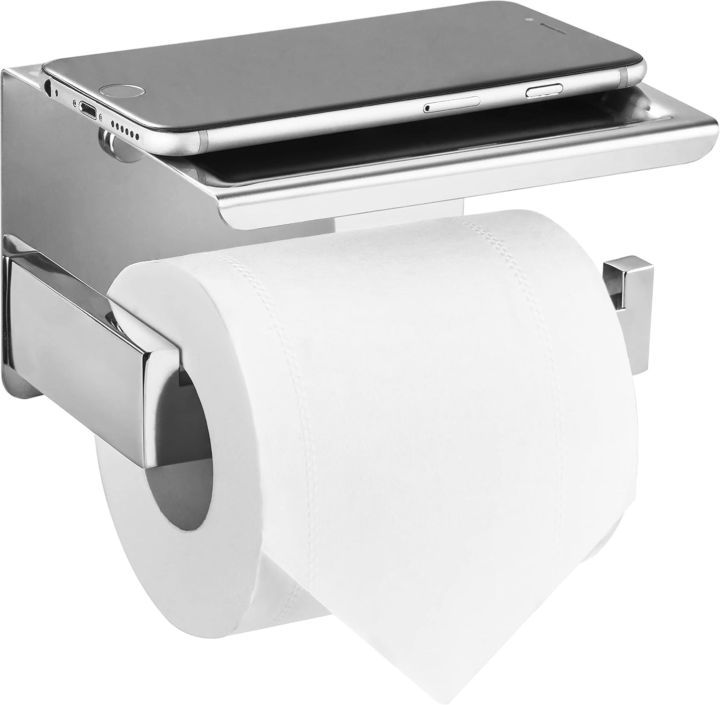HITSLAM Toilet Paper Holder Matte Black, Adhesive Wall Mount, No Rotation | Heavy Duty Metal | anti rotation slot | vertical or horizontal setup |rustproof matte black finish|Bathroom Tissue Dispenser