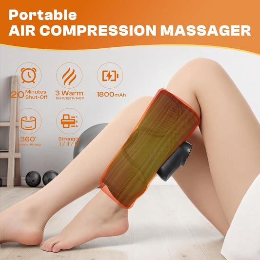 Cordless Leg Massager for Relaxation, Portable Calf Massager with 3 Massage Modes & Heat, Adjustable Straps, Washable Oxford Fabric, Gift for Men Women at Home, Office, Gym (1 Piece)