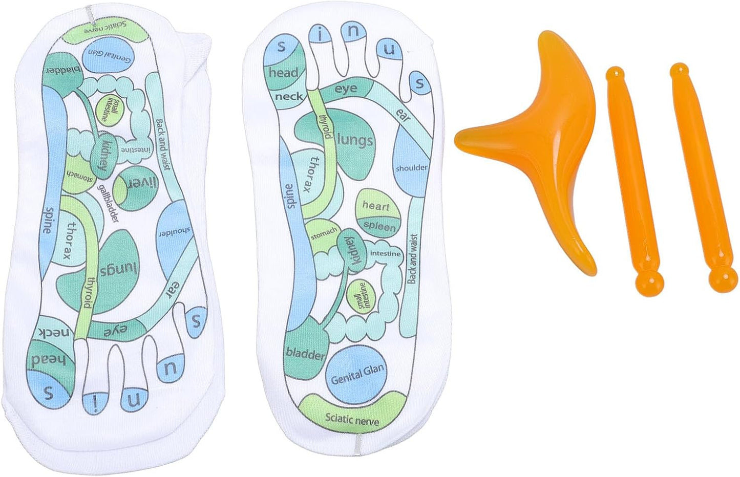 2 Pairs Socks,High Elastic Cotton Soft Anti Slip Trigger Point Tool Set Unisex Design Breathable Comfort Fitness Recovery Massage Sticks Foot Care Bundle Home Travel