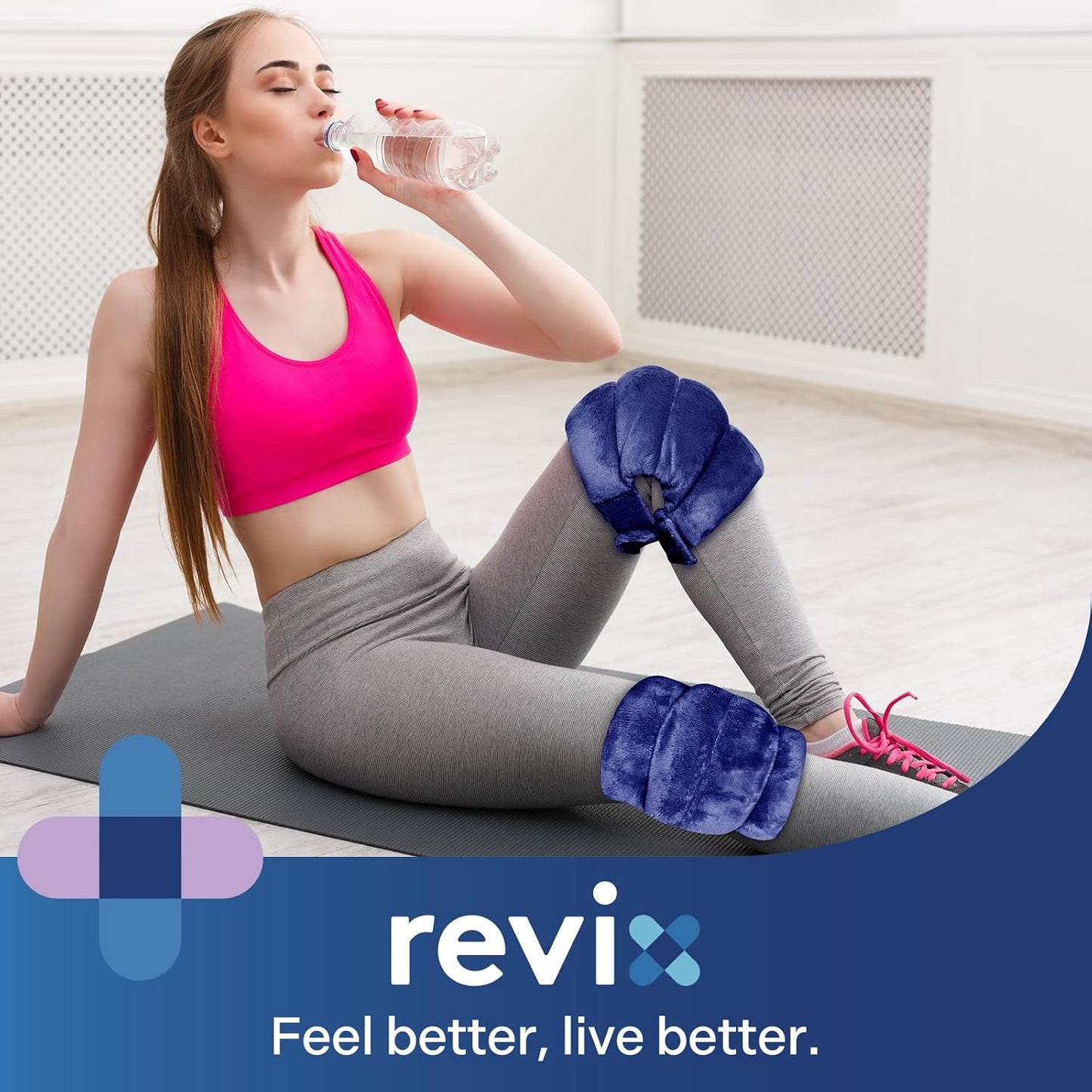 REVIX Microwave Heating Pad for Knee Support, Heated Knee Wrap with Moist Heat for Stiffness, Elbow & Joint, Microwavable Hot or Cold Compress for Women & Men