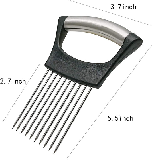 Stainless Steel Onion Holder for Slicing,Onion Slicer Holder,Kitchen Gadget | Onion Slicer Holder, Onion Cutter for Slicing of Onions, Tomatoes, Avocados, Eggs and Other Vegetables, Kitchen Utensils
