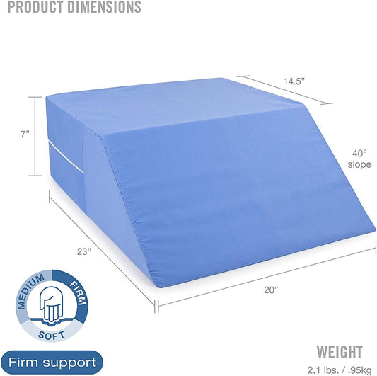 DMI Firm Leg Wedge Pillow for Back Pain Relief (FSA Eligible), High-Density Foam, Bed Wedge Pillow For Legs Elevation, Knee Pain, Post Surgery Pillow, Circulation and Swelling, Pregnancy, Blue