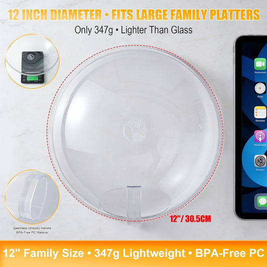 12" Clear Microwave Splatter Cover Integrated Handle BPA Free