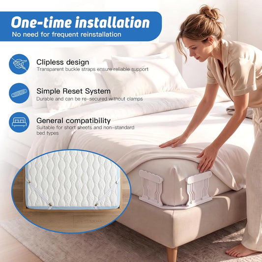 FACIACC 4Pcs Bed Sheet Holder for Corners, Upgrade Fitted Sheet Holder
