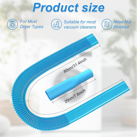 Upgraded Dryer Vent Cleaner Kit: Universal Vacuum Hose Attachment for Lint Removal Fits All Vacuums Cleaner Dryer Cleaning Tools for Clogged Ducts (Blue)