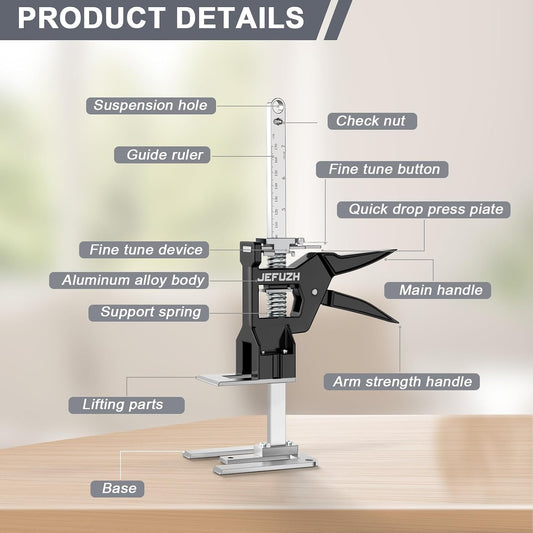 Labor Saving Arm Jack 2 Pack, Load-Bearing 440 lb Multi-Function Height Adjustment Lifting Device, Hand Furniture Lifter Tool, Furniture Jack for Lifting Door Furniture, Wall Tile Positioning