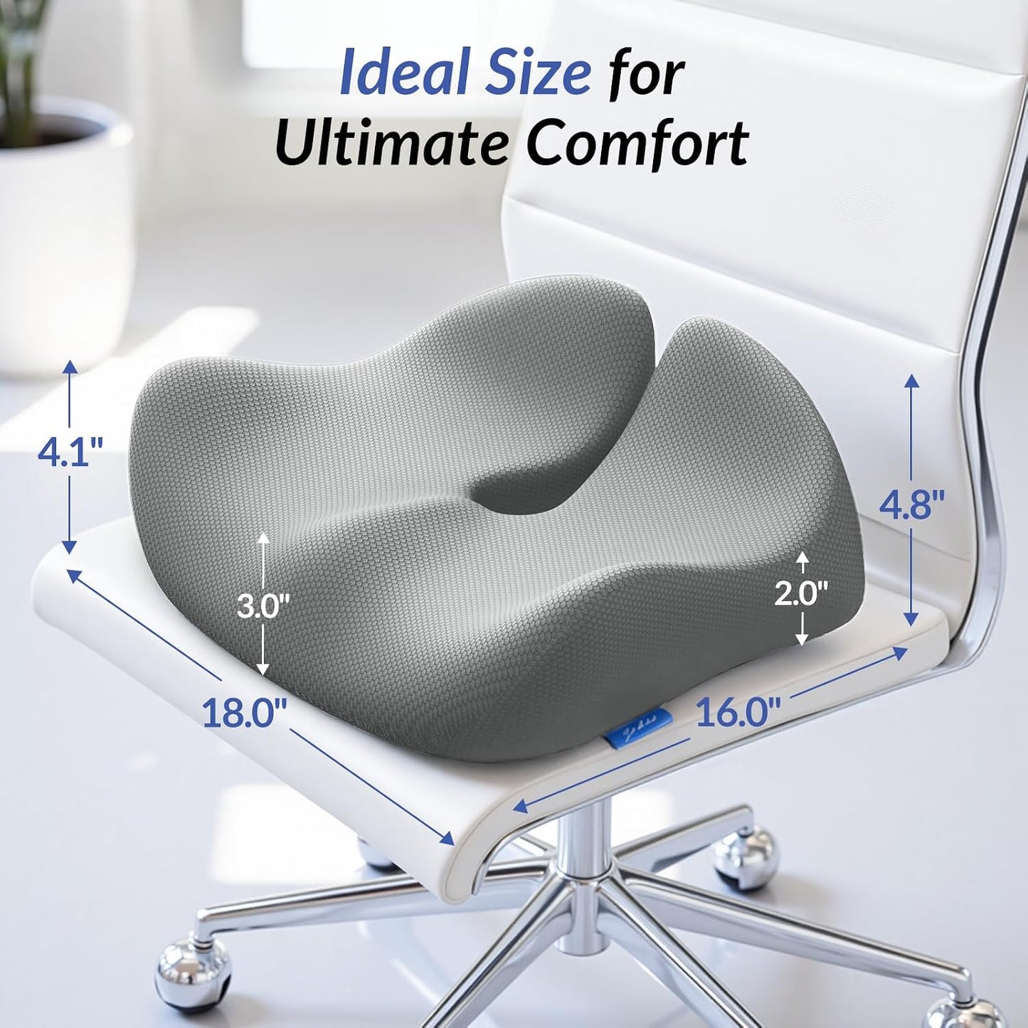 ZIKEE Contoured Ergonomic Seat Cushion for Effective Pain Relief, Non-Slip | Office Chair Cushion for Sciatica, Back, Tailbone Pain Relief, High-Density Memory Foam Car Seat Cushion for Sitting Comfort