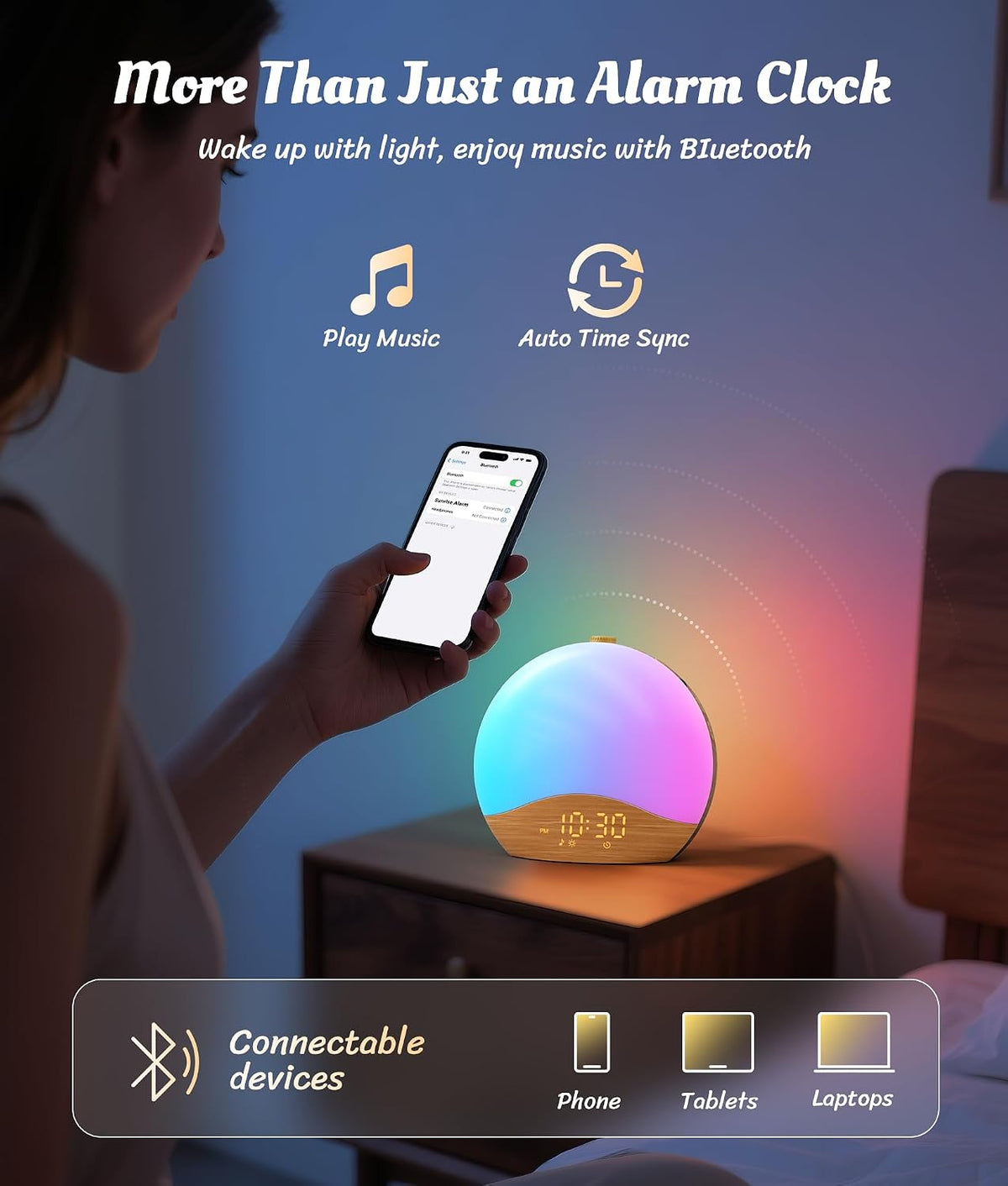ecozy Sunrise Alarm Clock for Bedroom, White Noise Sound Machine