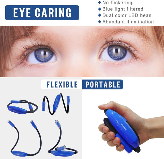 Vekkia Lightweight Neck Reading Light - 3 Colors, 9 Brightness | For Bed Reading,Knitting, Sewing, Crafting. Appeals to Repair & Craft Fans