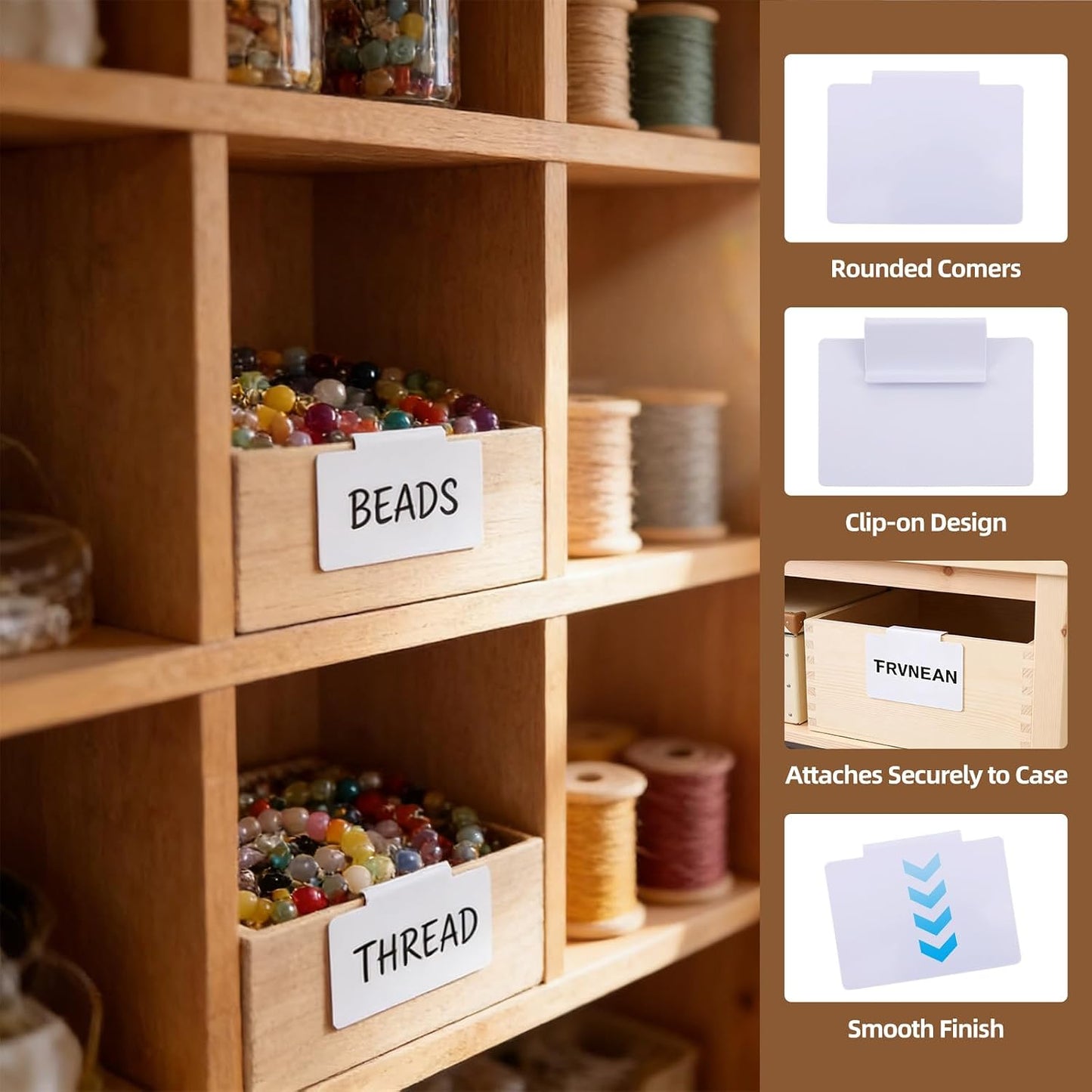 16 Pcs White Basket Labels Clip Bin Labels Clip with Pens Removable PVC Label for Baskets for Kitchen Pantry Storage Fabric Box Hanging Bin (White)