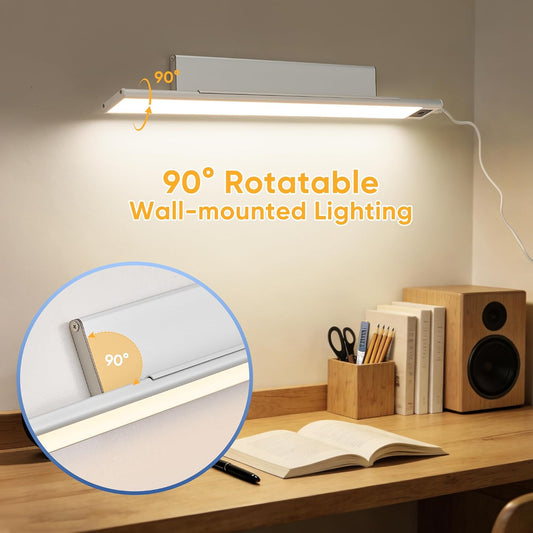 HEYAN 16inch Under Cabinet Lighting, Wall-Mounted Study Lights | 3 Color Temps&Dimmable Hand Sweep Sensor, 90° Rotatable ,Non-Rechargeable, Magnetic Under Closet Lights for Reading,Work