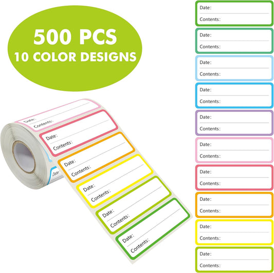 500 Freezer Refrigerator Food Labels Reminder Water Oil Resistant in Roll with Perforation Line,Removable Adhesive