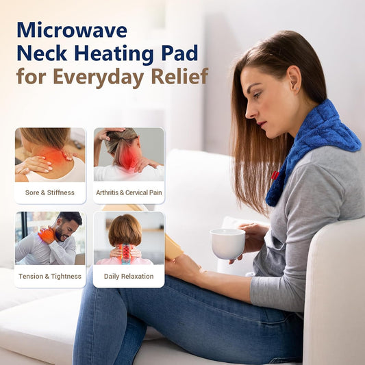 Comfytemp Microwave Heating Pad for Neck Pain Relief, Deep Moist Heat Pad Neck Wrap Warmer, 33"×4" Microwavable Weighted Hot Compress for Muscle Tension, Stiffness, Soreness for Women Men Senior Relax