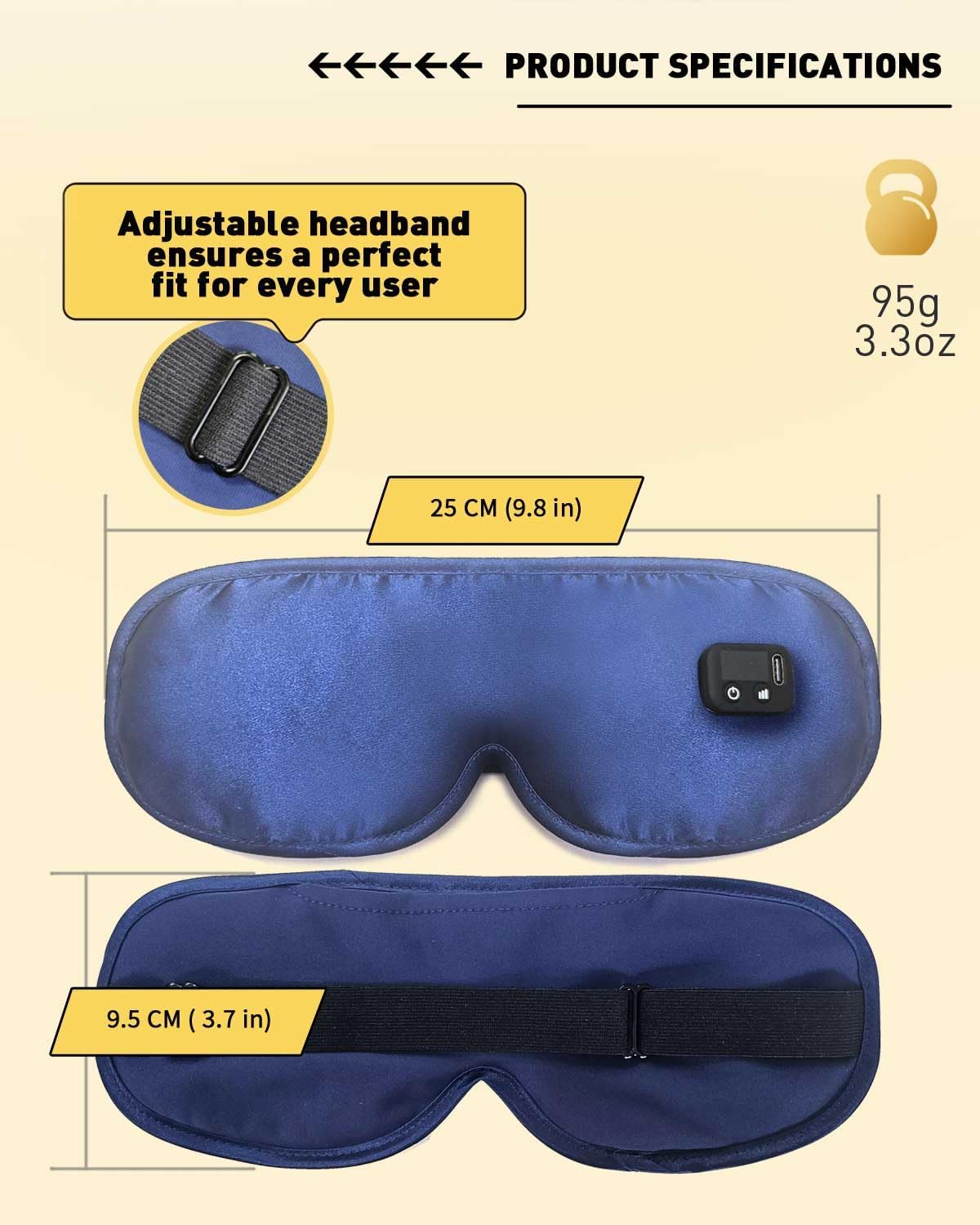 COMOIL Silk Cordless Heated Eye Mask, 2000mAh 35-65℃ Stepless Precision Warm Eye Compress for Dry Eyes, 6 Timers, Washable Eye Heating pad for Eye Care & Improved Sleep