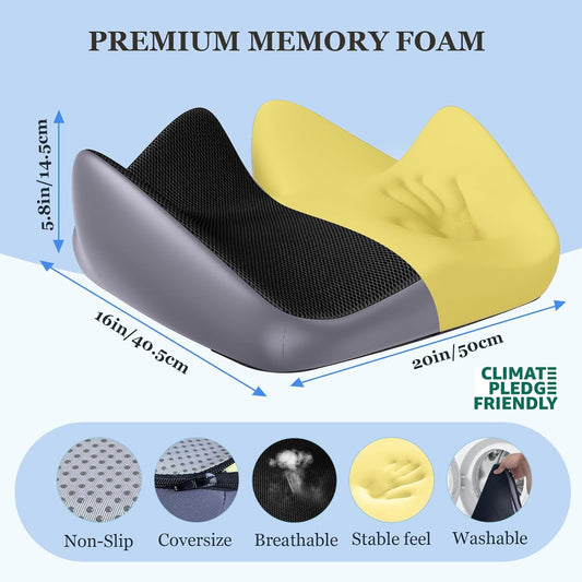 Coccyx Seat Cushion, U-Shaped Memory Foam Office Chair | High-Density Memory Foam Helps Reduce Tailbone Pressure; Washable Mesh Cover, Anti-Slip Base for Office Chair, Car & Travel