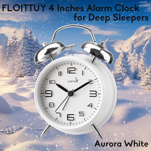 FLOITTUY Loud Alarm for Deep Sleepers 4'' Twin Bell Alarm Clock with Backlight for Bedroom and Home Decoration(Green)