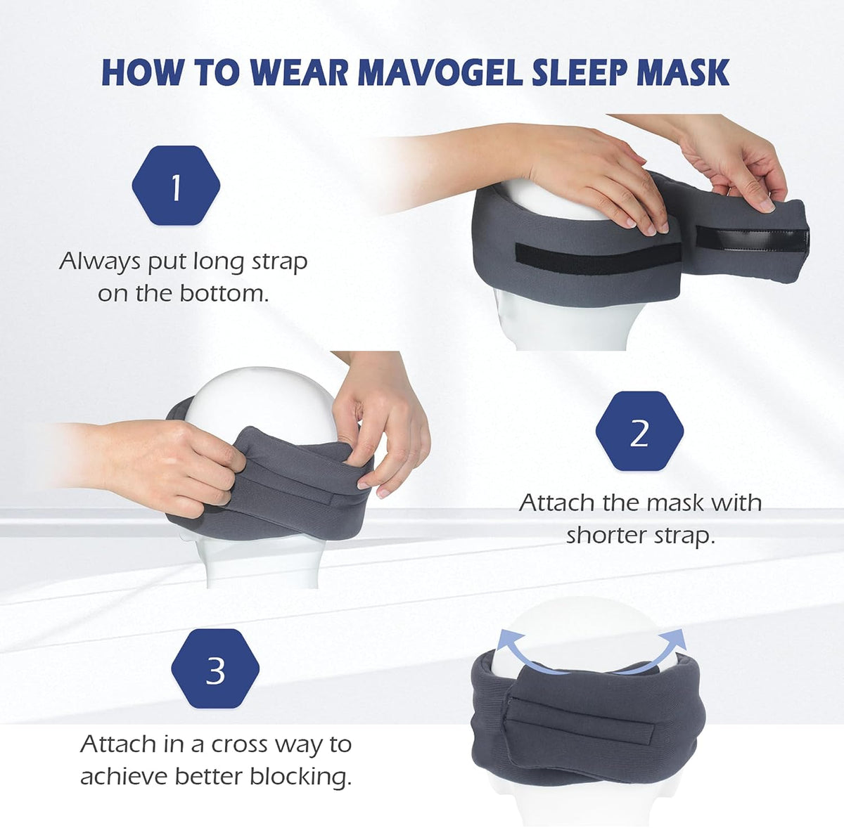 Cotton Sleep Mask for Side Sleepers with Contoured Nose Design, Blackout Eye Mask for Sleeping, Soft Breathable Light Blocking for Men Women, Full Coverage Eye Mask with Ear Covers for Travel