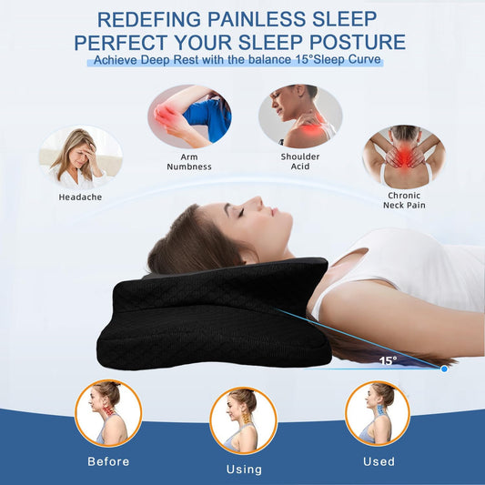Pain Relief Cervical Pillow for Neck Support, Adjustable Ergonomic Pillow | Cozy Sleeping, Odorless Orthopedic Memory Foam Pillow, Contour Bed Pillow for Side Back Stomach Sleeper