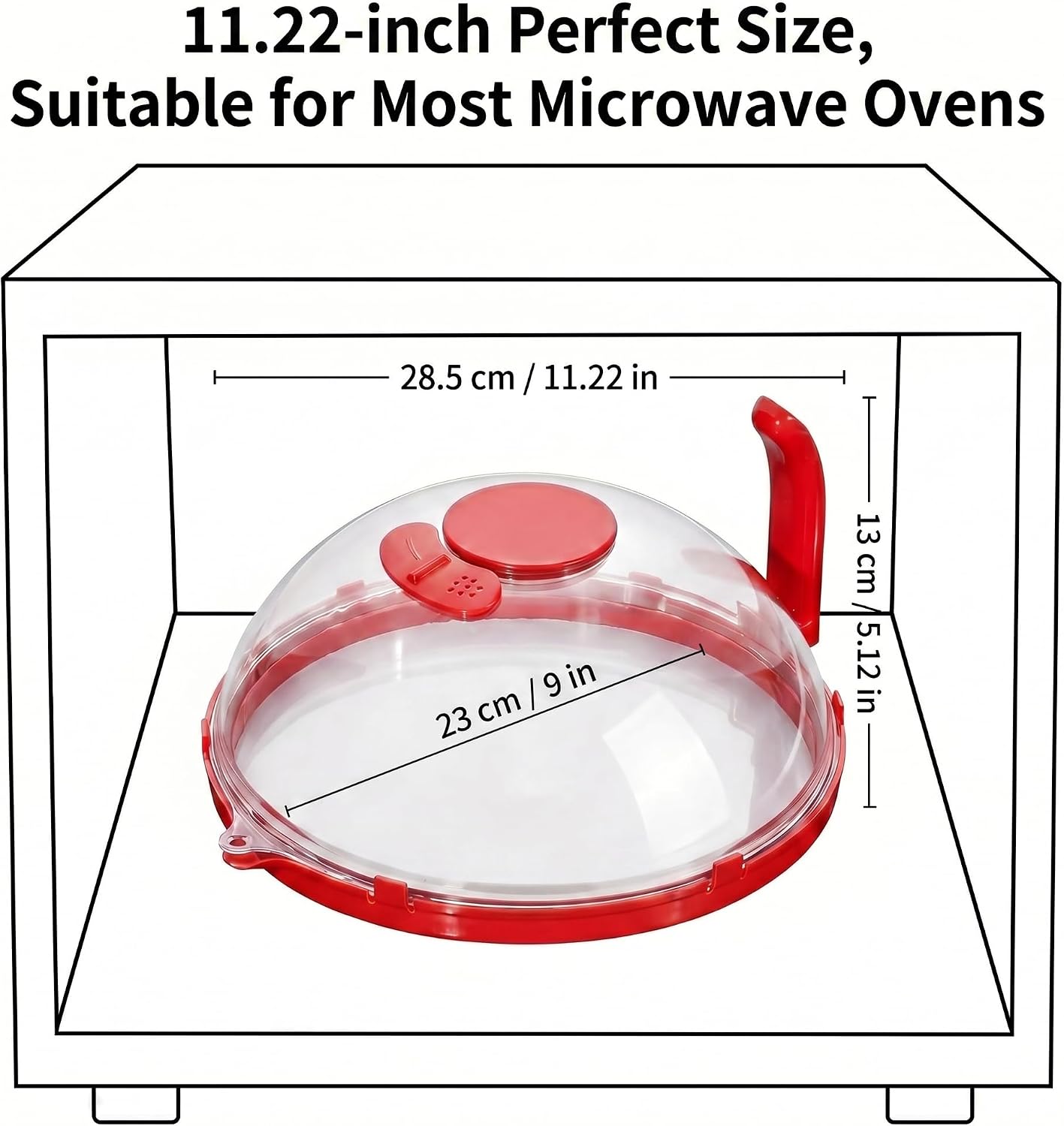 Microwave Splatter Cover with Water Steamer and Vent Hole, BPA-Free, 11.22" | Microwave Cover for Food, Plastic Splatter Guard for Microwave to Keeps Food Soft and Moist and Microwave Clean and Tidy