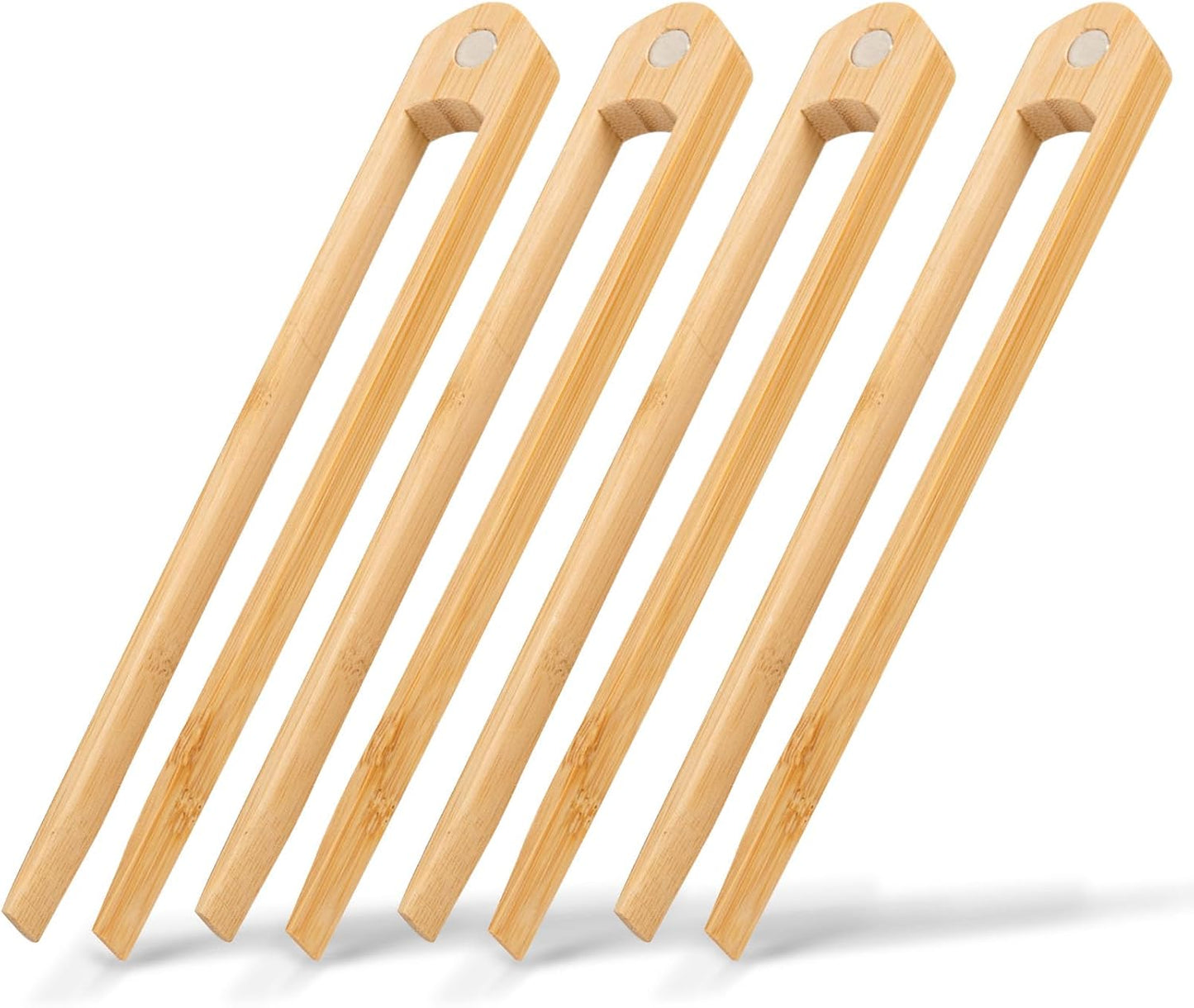 Jowmoy 2 Pieces With Magnet Natural Bamboo Toast Tongs, toast tongs, bamboo tongs,slip Design,for Toaster,Fruits, Bread & Pickles, Kitchen Utensil, Salad, Pasta, Grilling, BBQ.