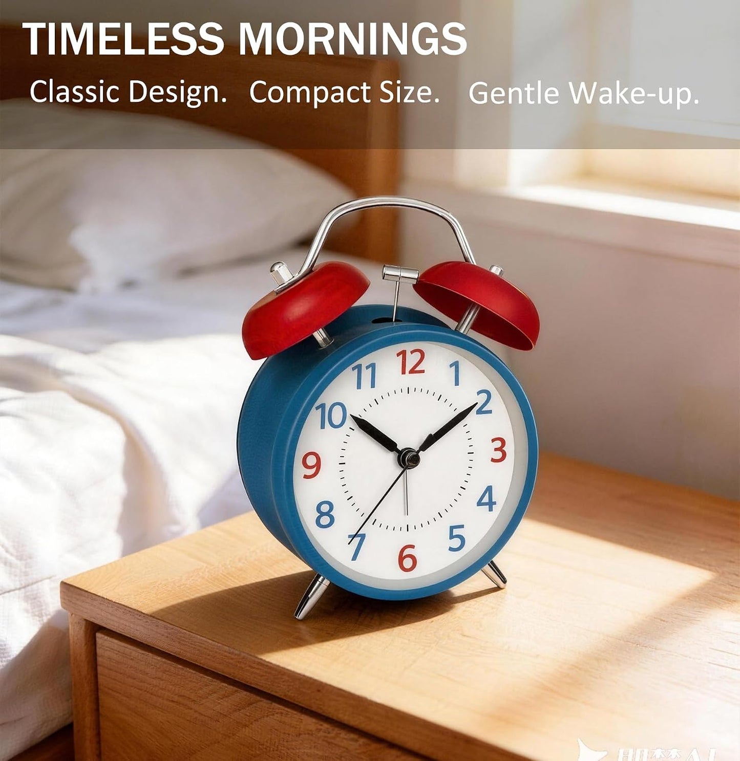 4.5" Analog Alarm Clock for Heavy Sleepers, Loud Battery Operated Alarm Clocks with Light, Metal Silent Desk Clock for Bedrooms, Retro Bedside Clocks for Kids Girls Women Mother Seniors, Pink