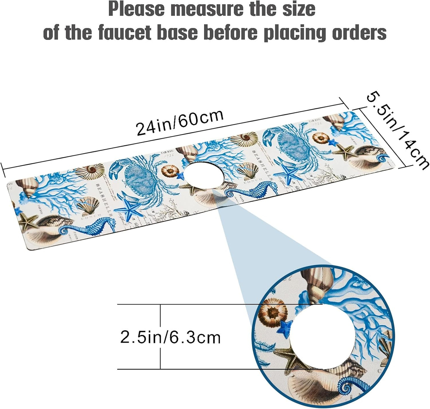 Sink Faucet Absorbing Mat, 2 Pack Drying Mat Around Faucet Sink Splash Guard Behind Faucet Sinkmat For Kitchen Bathroom Island Rv 24 * 5.5 Inch (60 * 14 cm)