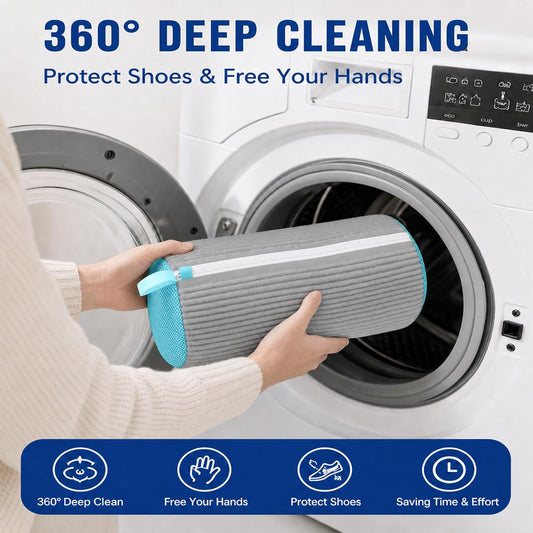 Shoe Washing Machine Bag Laundry Shoe Bag for Washer and Dryer Reusable 2pc Shoe Cleaning Bags for Sneakers 360° Deep Cleaning Machine for All Shoes Types Tennis With Self-locking Zipper