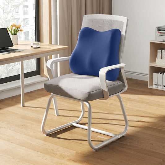 Lumbar Support Pillow for Office Chair Memory Foam Lumbar Cushion with Removable Cover Soft Back Support Pillow Suitable for Car, Couch, Gaming, Dark Blue