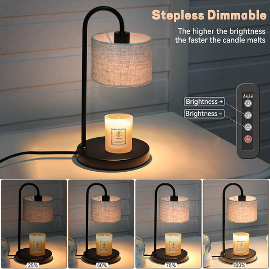 FINCMY Candle Warmer Lamp with Timer, Dimmable Candle Wax Warmer Electric Candle Warmer with Replacement Bulbs, Bedroom Home Decor Compatible with Various Candles (Linen)