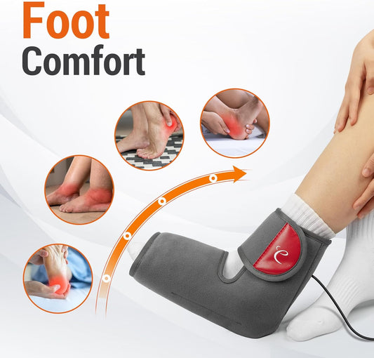 Comfytemp Foot Heating Pad for Plantar Fasciitis, Foot Pain Relief Products | Heated Ankle Wrap Warmer for Achilles Tendonitis Sprained Ankle Heel Spur, 3 Heat and Time Sets